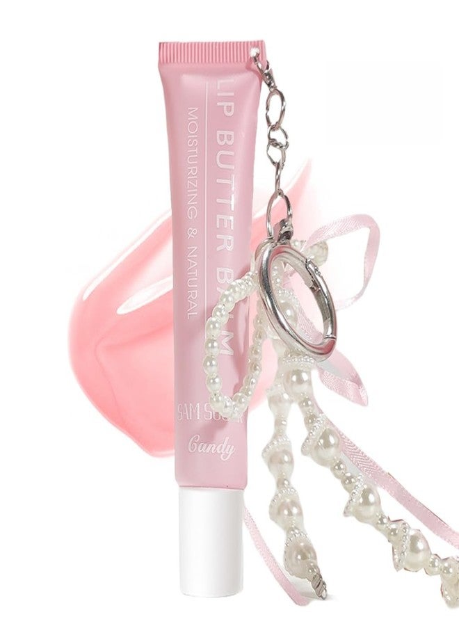 سكر سام مرطب شفاه سام شوجر مع سلسلة مفاتيح، ملمع شفاه ملون ومرطب، مرطب شفاه زبدة مع لمعان طبيعي، عناية غير لزجة للشفاه الجافة (وردي) - Image 1